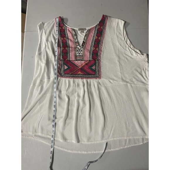 Lucky Brand Embroidered Linen Blend Tank Top Size 3XL AD1761 - Picture 5 of 10